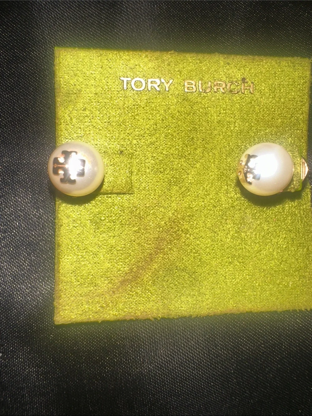 Tory Burch Gold-Tone and White Pearl Double-Sided Stud Earrings